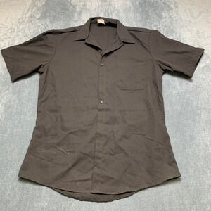 Vintage Union Line Shirt Mens Medium Black Everyday Wear Button Up Made In USA